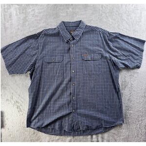 Red‎ Head Plaid Button Up Shirt Men's 2XL Short Sleeve Casual Work Outdoor